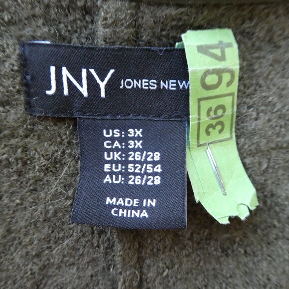 Jones New York JNY Wool Blend Cardigan Coat Forest Green Shawl Pockets Boiled 3X - Picture 5 of 6